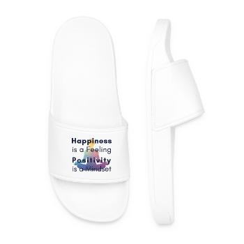 Happiness is a Feeling Positivity is a Mindset - Men’s Pool Sliders - white - Front
