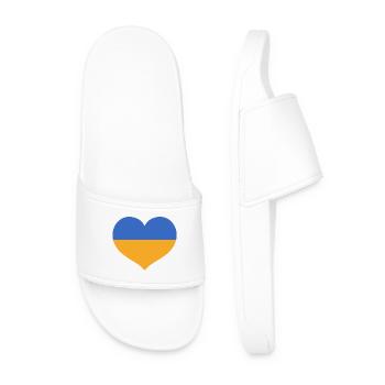Flaggenherz in den Farben der Ukraine - Männer Badelatschen - Weiß - Vorne
