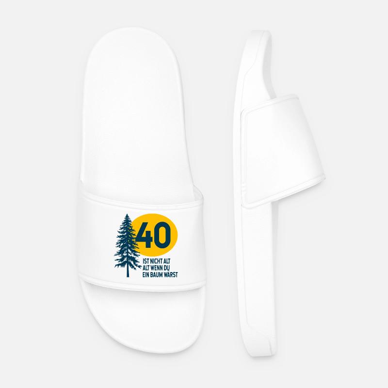 40th Birthday Tree Saying - Men’s Pool Sliders - white