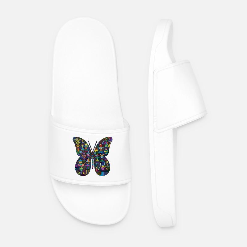 Bunter Mosaik-Schmetterling - Männer Badelatschen - Weiß