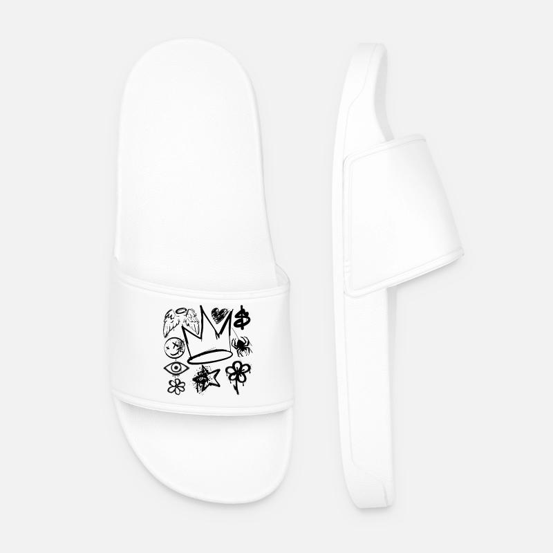 Art Graph Pattern - Men’s Pool Sliders - white