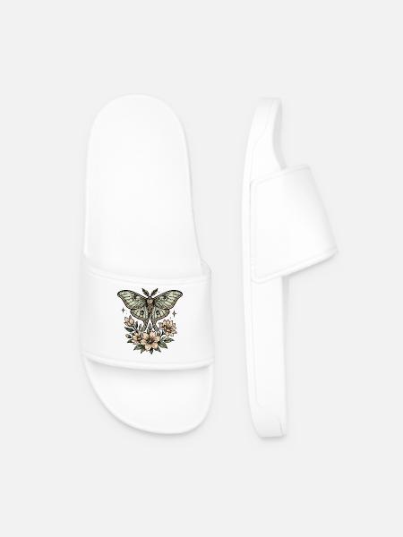Moth with flower bouquet - Men’s Pool Sliders - white