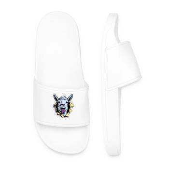 Llama Pop Art – Naughty Tongue Illustration - Men’s Pool Sliders - white - Front