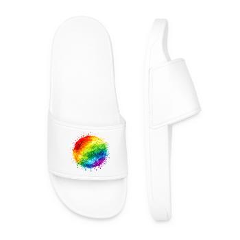 Regenbogenfarbene Farbspritzer Explosion - Männer Badelatschen - Weiß - Vorne