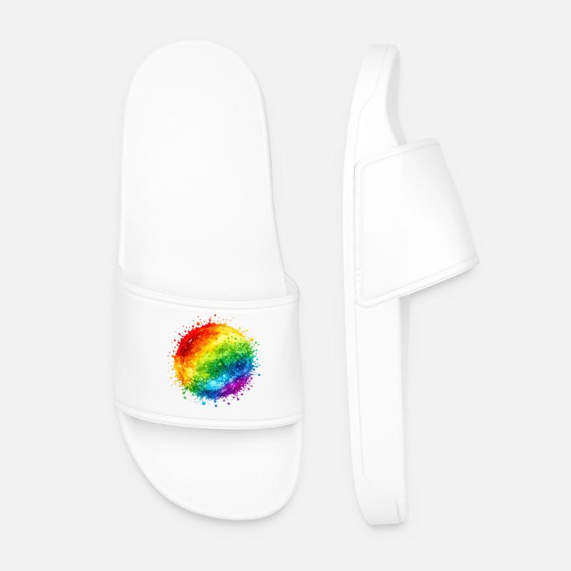 Regenbogenfarbene Farbspritzer Explosion - Männer Badelatschen - Weiß