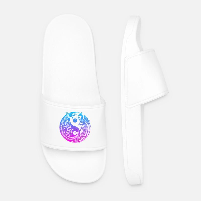 Yin Yang Drache und Phönix Neon - Männer Badelatschen - Weiß