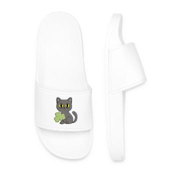 Charme trèfle trèfle chat gris - Claquettes Homme - blanc - Devant