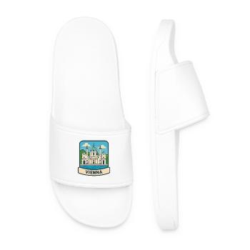 Vienna Austria Karlskirche Vintage Travel Emblem - Men’s Pool Sliders - white - Front