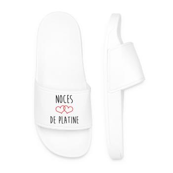 Platin-Hochzeit 70 Jahre - Männer Badelatschen - Weiß - Vorne