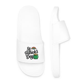 St. Patrick's Day Pot of Gold Regenbogen Glücksdesign - Männer Badelatschen - Weiß - Vorne