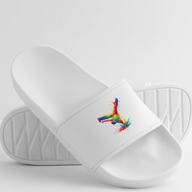 Hand Splashed Rainbow Dance Men’s Pool Sliders