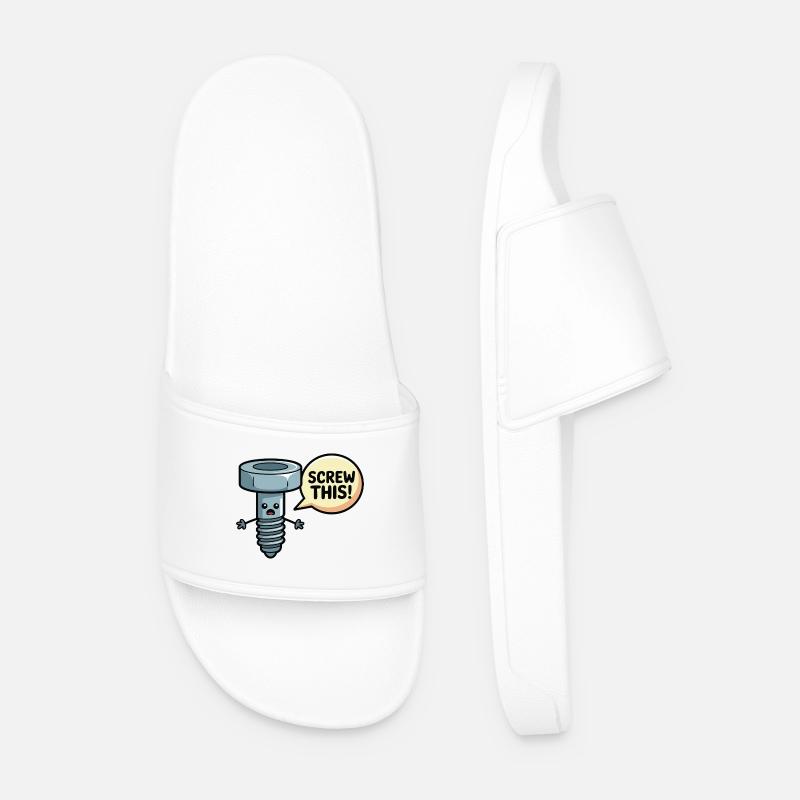Screw This Funny Screw Pun Design - Men’s Pool Sliders - white