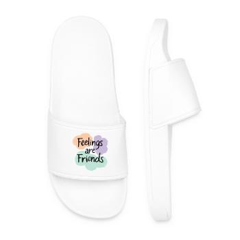 Feelings are Friends Mental Health Statement - Men’s Pool Sliders - white - Front