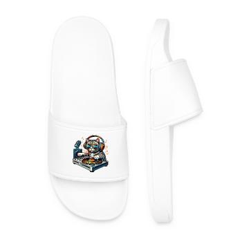 DJ chat avec casque et platine - Claquettes Homme - blanc - Devant