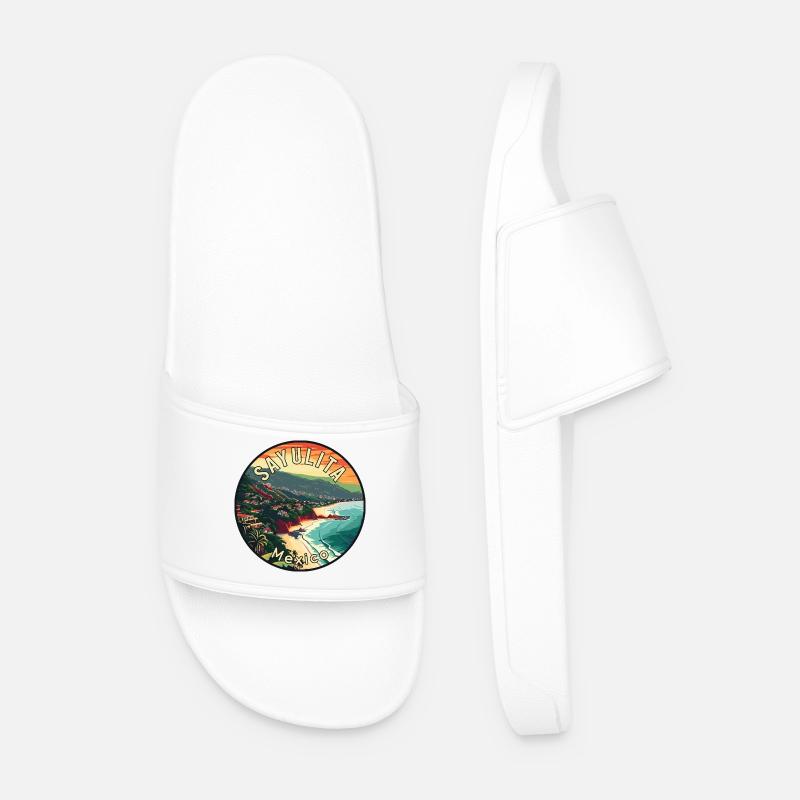 Explore Tropical Paradise Sayulita Mexico - Men’s Pool Sliders - white