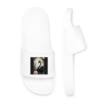 Cygne noir avec couronne vintage - Claquettes Homme - blanc - Devant
