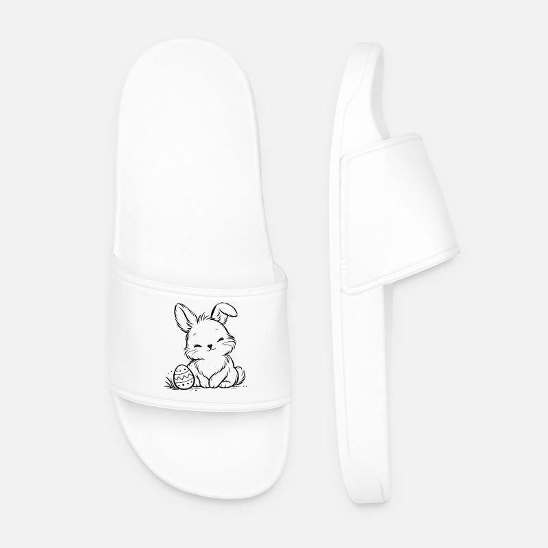 Easter bunny with Easter egg - Men’s Pool Sliders - white