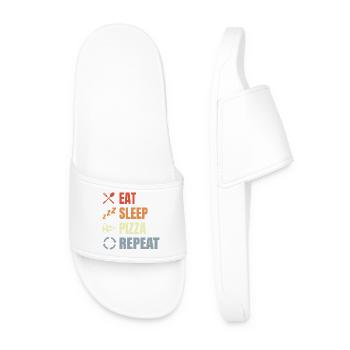Eat Sleep Pizza Repeat - Men’s Pool Sliders - white - Front