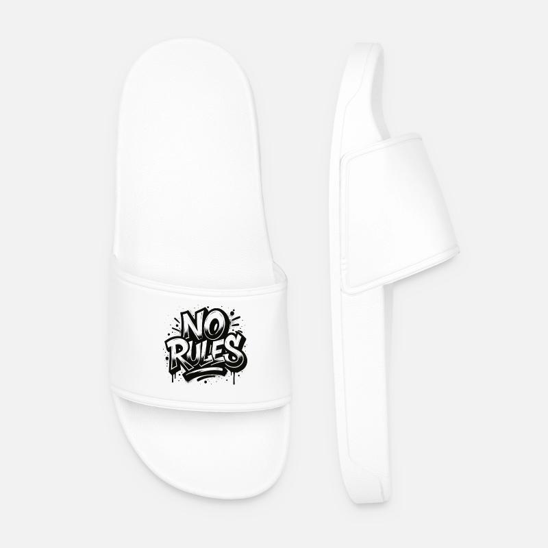 No Rules Graffiti Design - Men’s Pool Sliders - white