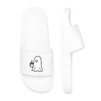 Geist Kaffee Halloween Süßes oder Saures - Männer Badelatschen - Weiß - Vorne