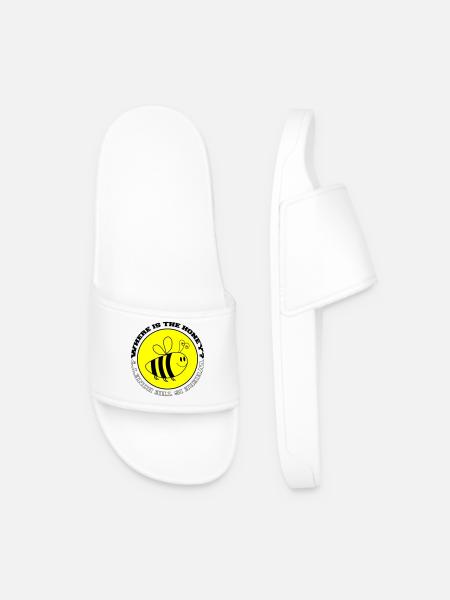 Bee Where is the Honey - Men’s Pool Sliders - white