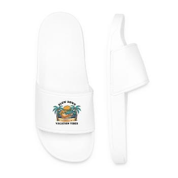 Sloth Sloth Hammock Slow Down Vacation Vibes - Men’s Pool Sliders - white - Front