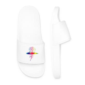 Art en dégradé de néon en forme d’œillet arc-en-ciel - Claquettes Homme - blanc - Devant