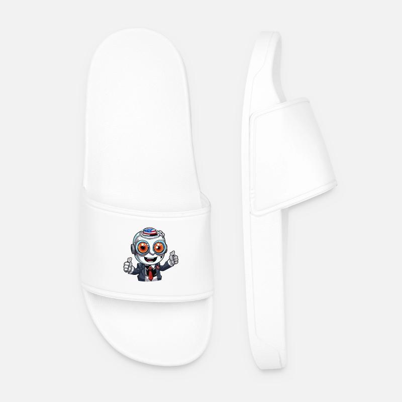 Robot mascot with flag hat - Men’s Pool Sliders - white