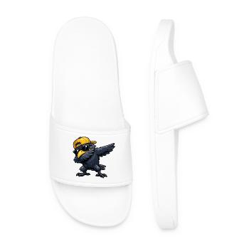 Dabbing Raven - Men’s Pool Sliders - white - Front