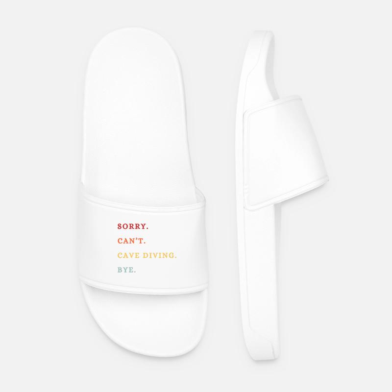 Sorry Can't Cave Diving Bye - Men’s Pool Sliders - white