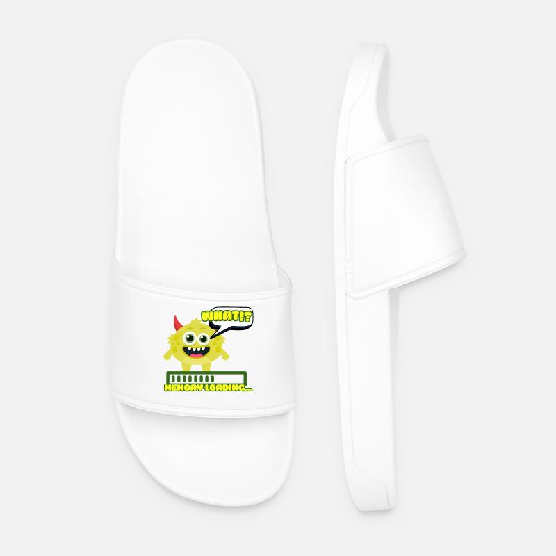 Memory Loading Monster Meme - Men’s Pool Sliders - white