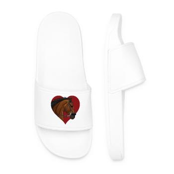 The head of a bay horse and a heart - Men’s Pool Sliders - white - Front