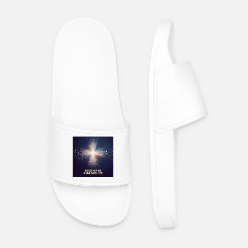 Lichtkreuz Gemeinsam Strahlen - Männer Badelatschen - Weiß