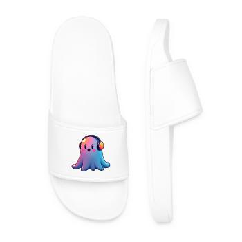 Ghost with headphones - Men’s Pool Sliders - white - Front