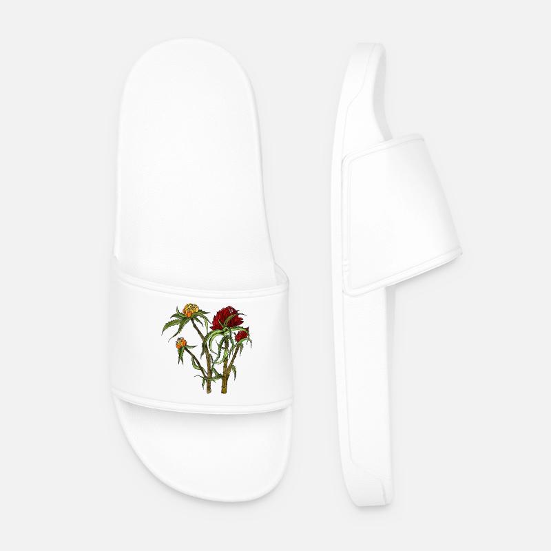 Blumen - Männer Badelatschen - Weiß