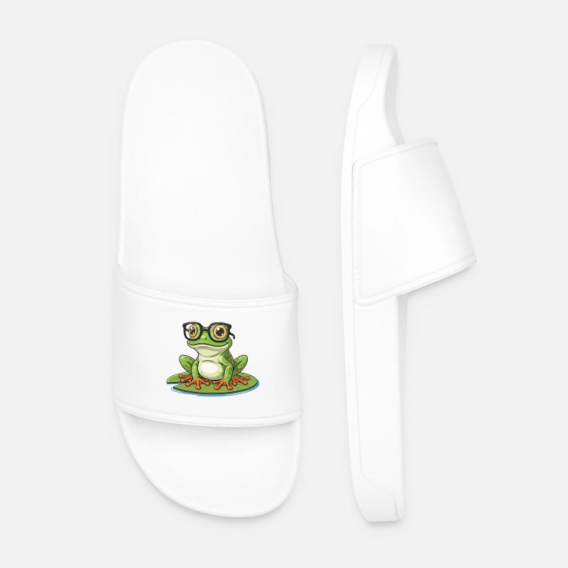 Smart Frog – lustiges Design mit Lunett - Männer Badelatschen - Weiß