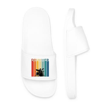Drum Gift for Music Fan Boy - Men’s Pool Sliders - white - Front