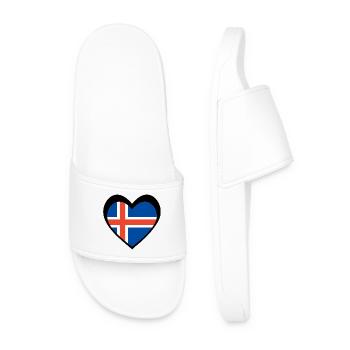 Ísland Svart Hjarta – Ást til Íslands - Men’s Pool Sliders - white - Front