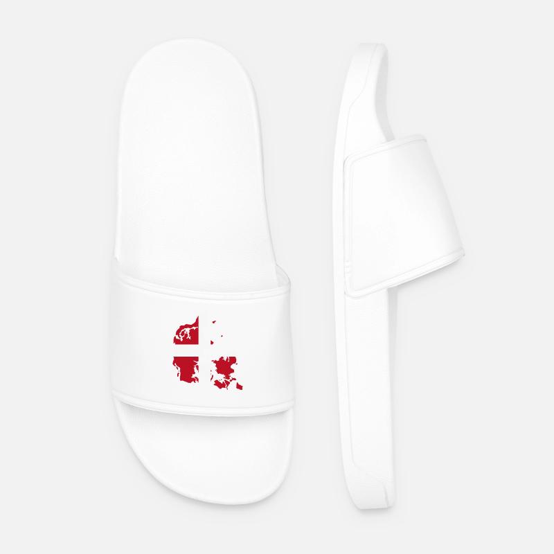 Denmark Flag Map - Men’s Pool Sliders - white