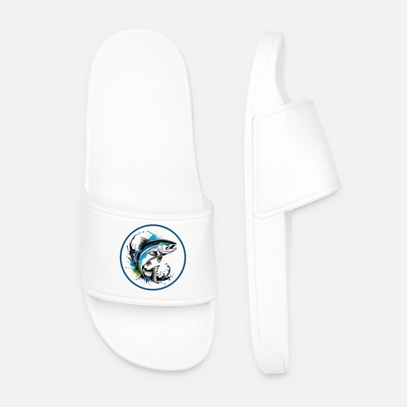 Jumping Salmon - Men’s Pool Sliders - white
