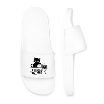 I Regret Nothing Funny Black Cat Crashes - Men’s Pool Sliders - white - Front