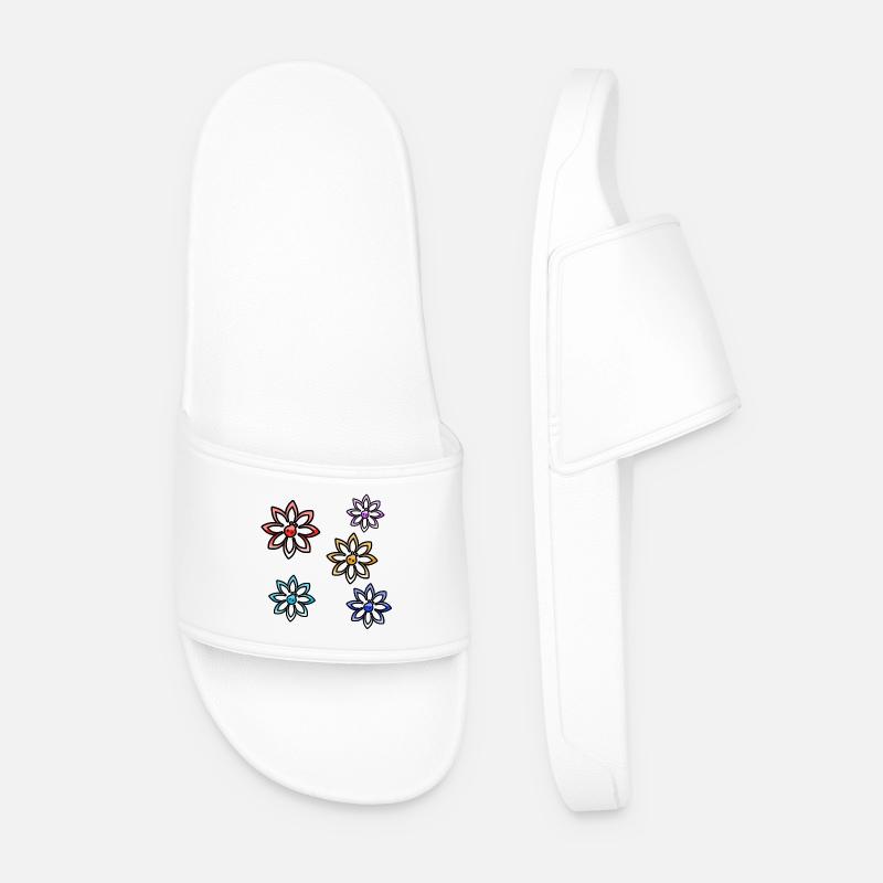 Flowers - Men’s Pool Sliders - white