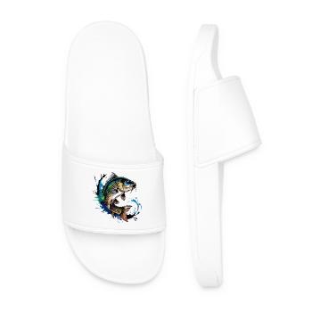 Jumping Carp - Men’s Pool Sliders - white - Front