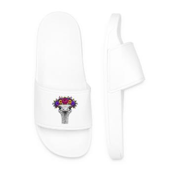 Bouquet with colorful flower wreath - Men’s Pool Sliders - white - Front