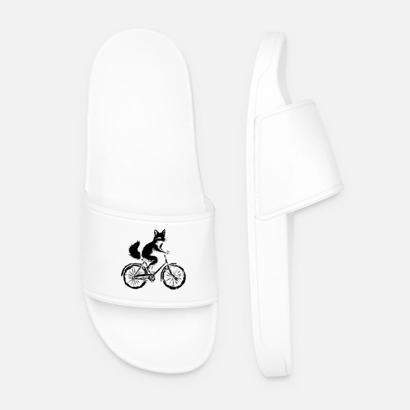 Funny Bicycle Fox - Men’s Pool Sliders - white