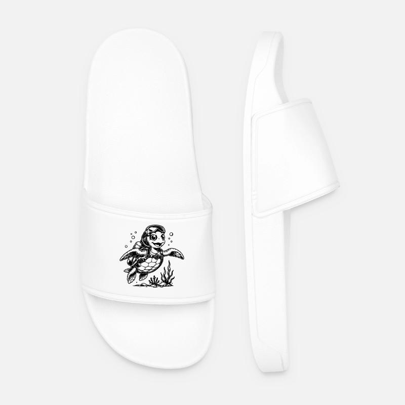 Turtle diver with oxygen tank - Men’s Pool Sliders - white