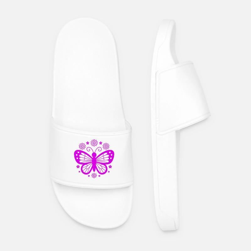 Pinkschmetterling Blütentraum - Männer Badelatschen - Weiß
