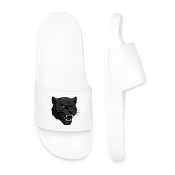 Schwarzer Panther Kopf – Kriegerblick - Men’s Pool Sliders - white - Front
