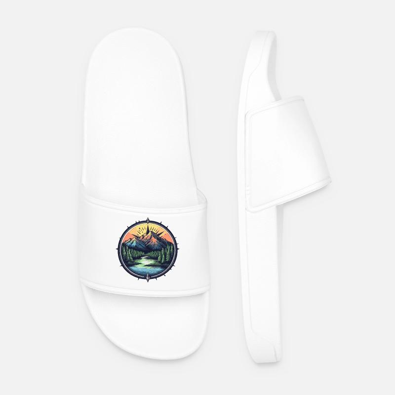 Mountains Compass - Men’s Pool Sliders - white