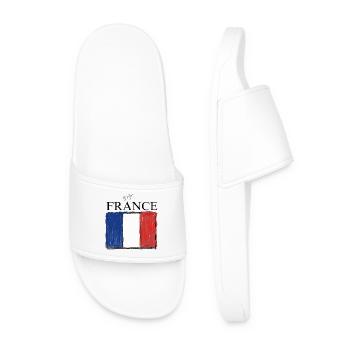 FRANCE drapeau et emblème de la France. Supporter - Claquettes Homme - blanc - Devant